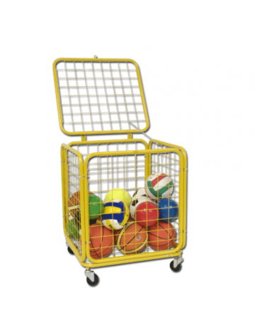 Gabbia porta palloni in acciaio verniciato - capienza circa 25/30 palloni - Cm 70x70x90h