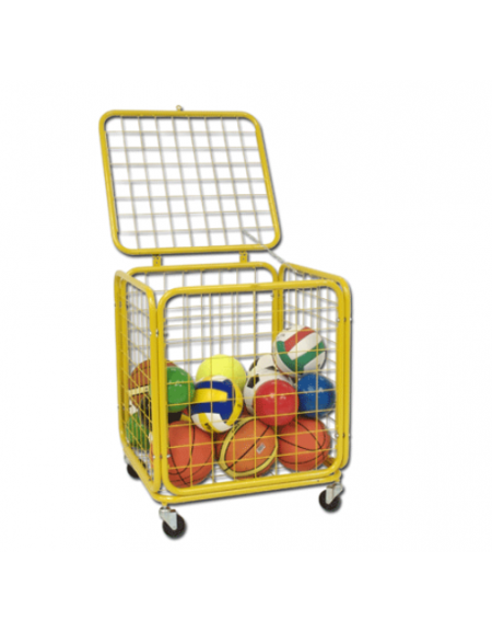 Gabbia porta palloni in acciaio verniciato. Con capienza circa 25/30 palloni. Cm 70x70x90h