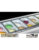 Banco pozzetti gelato o granite senza riserva - Refrigerazione ventilata - N° 6 Carapine da Lt 7,5