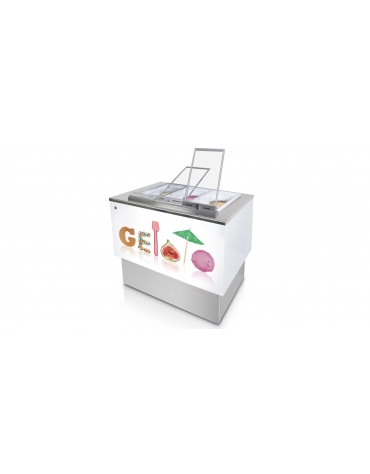 Banco pozzetti gelato o granite senza riserva - Refrigerazione ventilata - N° 6 Carapine da Lt 7,5