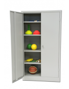 Armadio porta attrezzi di lamiera verniciata ad ante battenti - con 4 ripiani - cm 100x45x200h