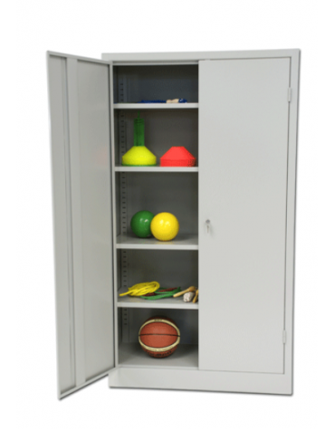 Armadio porta attrezzi di lamiera verniciata ad ante battenti - con 4 ripiani - cm 100x45x200h