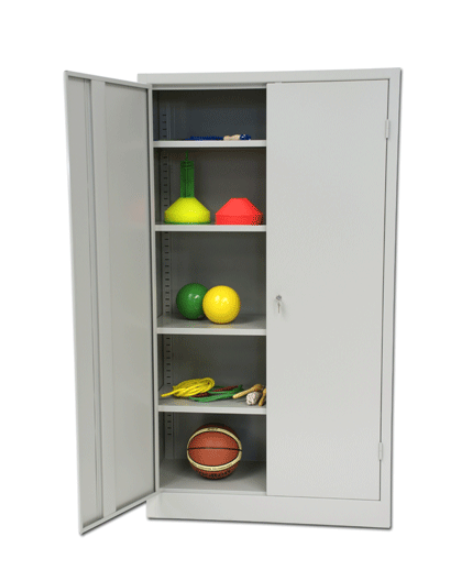 Armadio porta attrezzi di lamiera verniciata ad ante battenti - con 4 ripiani - cm 100x45x200h