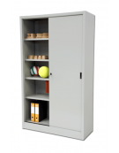 Armadio porta attrezzi di lamiera verniciata ad ante scorrevoli con 4 ripiani - cm 120x45x200h