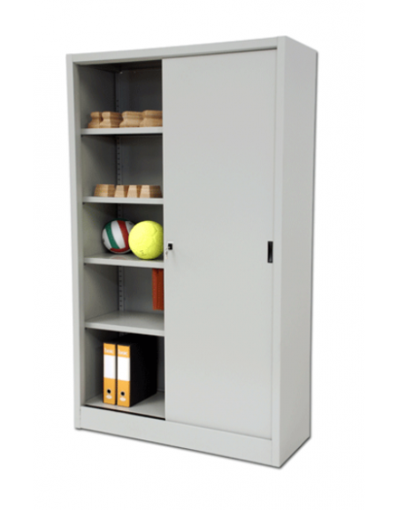 Armadio porta attrezzi di lamiera verniciata ad ante scorrevoli con 4 ripiani - cm 120x45x200h