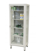 Armadio con pareti a vetri temperati e singola anta a battente - 4 ripiani - cm 60x40x160h