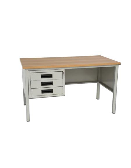 Scrivania a tre cassetti con struttura di metallo verniciato a fuoco - piano di nobilitato bilaminato - cm 130x76x78h