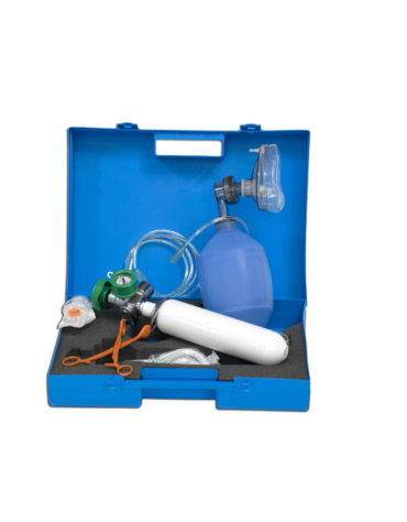 Autorespiratore AMBU in valigetta di ABS contenente mascherina, apribocca, tiralingua ed accessori