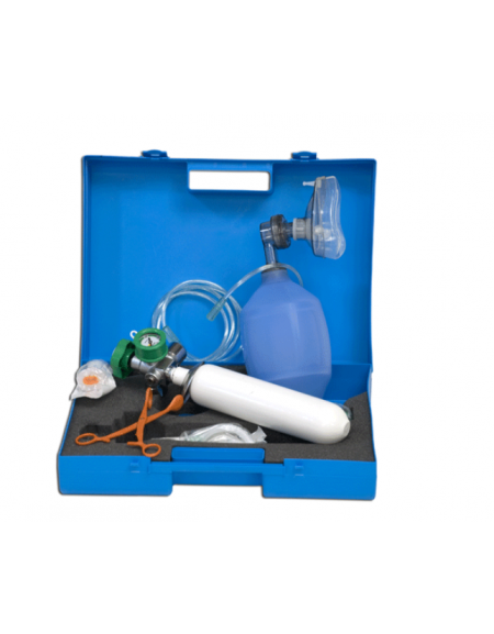 Autorespiratore AMBU in valigetta di ABS contenente mascherina, apribocca, tiralingua ed accessori
