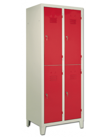 Armadio spogliatoio a 4 posti (2+2) con 4 ante colorate, cm 70x35x180h