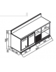 Retrobanco refrigerato per bar 2 sportelli+N° 1 Vano neutro - Motore interno- Refrigerazione statica 0° +8°C - cm 200x55x95/112h