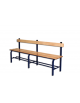 Panchina spogliatoio con schienale, in acciaio verniciato e listoni di legno, Lunghezza mt 2 - cm 200x40x85h