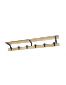 Attaccapanni in legno con porta borse da fissare a parete - lunghezza mt 2 con 6 grucce di nylon