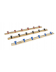 Tavola attaccapanni di legno da fissare a parete, lunghezza mt 2, N° 6 grucce di nylon