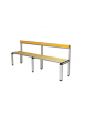 Panchina spogliatoio con schienale, in alluminio anodizzato, lunghezza mt 2 - cm 200x44x87h