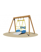 Altalena inclusiva in legno con piattaforma con accesso per carrozzella - cm 370x160x245h