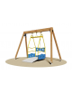 Altalena inclusiva in legno con piattaforma con accesso per carrozzella - cm 370x160x245h