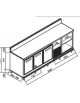 Retrobanco refrigerato per bar 3 sportelli+N° 1 Vano neutro - Motore interno- Refrigerazione statica 0° +8°C - cm 250x55x95/112h