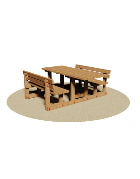 Set Pic nic in legno di pino nordico con tavolo inclusivo e 2 panche con schienale - cm 213x190x80h