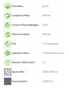 Villaggio 1 torretta, 1 arrampicata, 1 altalena con sedile piano e scivolo in vetroresina - cm 715x420x315h