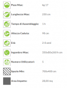 Torretta gioco in legno con tetto e scivolo in vetroresina - Altezza di caduta cm 98 - Da interrare o da tassellare filo pavimen
