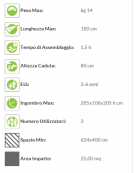 Torretta in legno con scala di risalita e scivolo inox - cm 285x106x205h