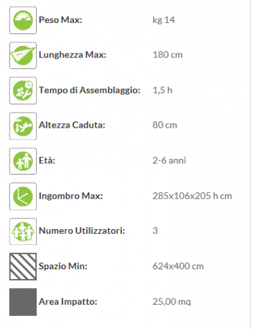 Torretta in legno con scala di risalita e scivolo inox - cm 285x106x205h