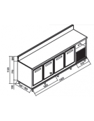 Retrobanco refrigerato 4 sportelli motore interno da cm 250