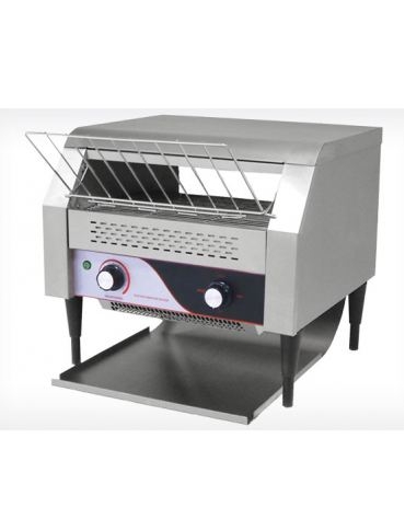 Tostapane a nastro in acciaio inox - 400/500 fette/h - cassetto raccogli briciole - mm 465x430x430h