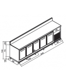 Retrobanco refrigerato 5 sportelli motore interno - Refrigerazione statica e motore interno - cm. 300x65x112h