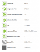 Altalena in legno 2 posti con sedili piani e trave superiore in acciaio zincato verniciato - Certificata TUV per Norme EN 1176 -