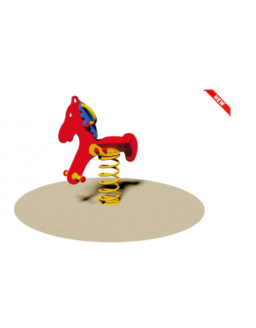 Gioco a molla Cavallo in polietilene - monoposto - per esterno o giardino - cm 76x25x85h