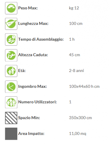Gioco Automobile a Molla monoposto con sagoma in legno - Da interrare o da tassellare filo pavimento - cm 100x44x60h