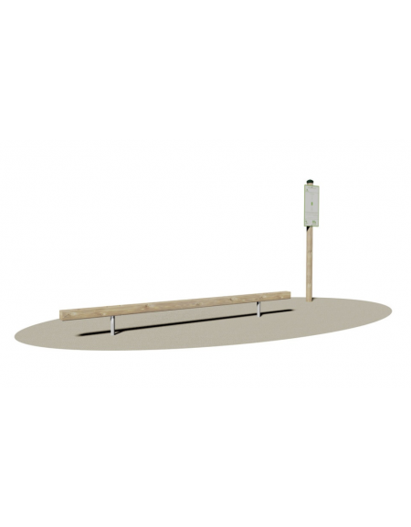 Attrezzo fitness per salto a piedi uniti in legno e acciaio - dimensioni cm 290x9x20h
