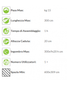 Attrezzo fitness per salto a piedi uniti in legno e acciaio - dimensioni cm 290x9x20h