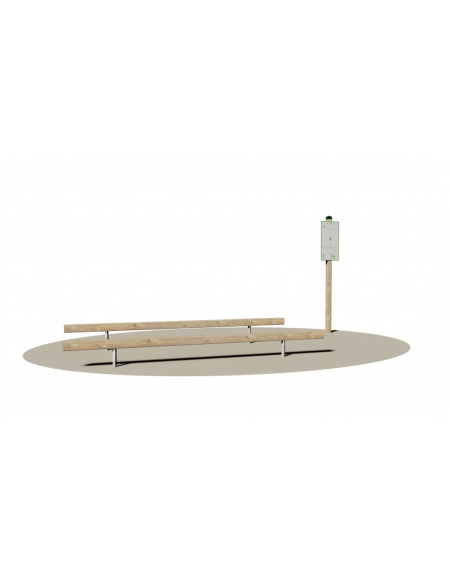 Attrezzo fitness per Flessione tronco in legno con travi orizzontali in acciaio - cm 290x118x35h