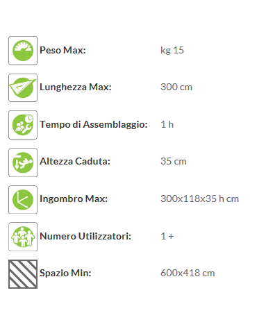 Attrezzo fitness per Flessione tronco in legno con travi orizzontali in acciaio - cm 290x118x35h