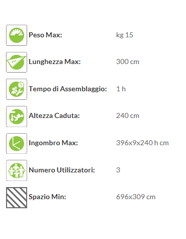Stazione Trazioni alla sbarra - realizzata in legno e acciaio con tre barre orizzontali - cm 396x9x240h