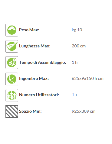 Slalom in legno Altezza cm 150 - dimensioni cm 625x9x150h