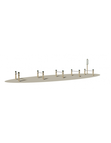 Stazione Superamento ostacoli in legno e acciaio con cinque moduli - cm 835x138x60h