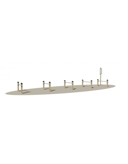 Stazione Superamento ostacoli in legno e acciaio con cinque moduli - cm 835x138x60h