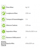 Attrezzo fitness in legno e acciaio per appoggio a braccia tese - cm 396x9x180h