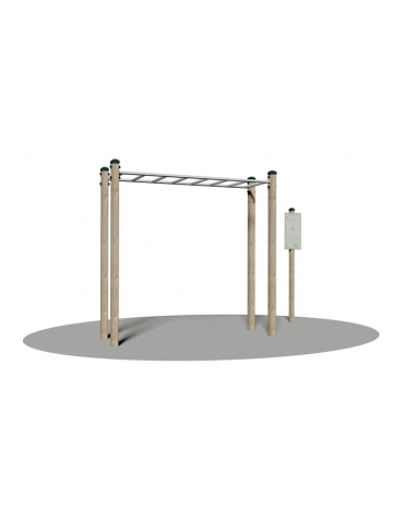 Attrezzo fitness in legno e acciaio per Arrampicata orizzontale - cm 245x76x240h