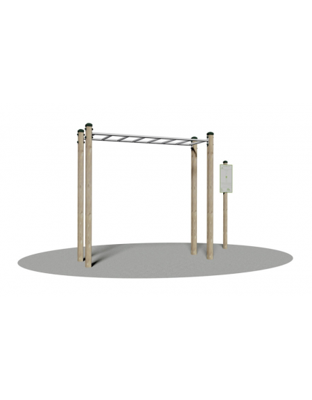 Attrezzo fitness in legno e acciaio per Arrampicata orizzontale - cm 245x76x240h