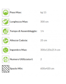 Attrezzo fitness per Flessioni braccia in legno e acciaio - cm 290x120x25h