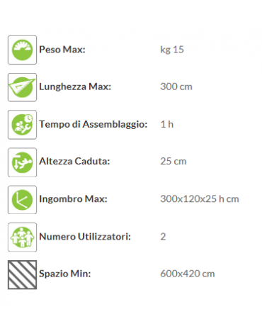 Attrezzo fitness per Flessioni braccia in legno e acciaio - cm 290x120x25h