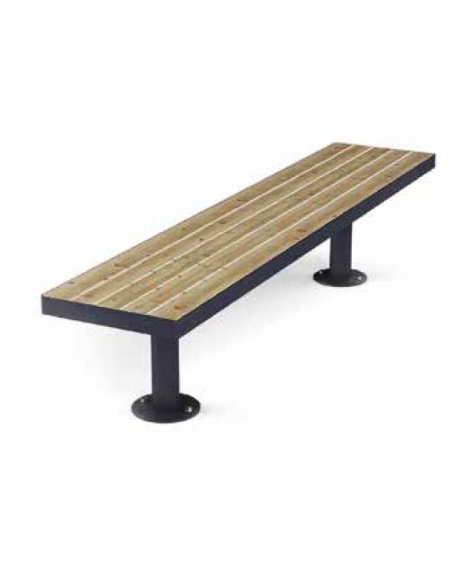 Panchina in acciaio inox e legno con schienale - Lunghezza cm 180