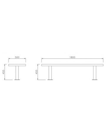 Panchina in acciaio inox e legno con schienale - Lunghezza cm 180