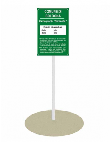 Cartello parco giochi - Dimensioni cm 60x8x300h