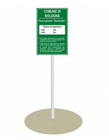 Cartello parco giochi - Dimensioni cm 60x8x300h